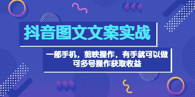 抖音图文毒文案实战：一部手机 剪映操作 有手就能做，单号日入几十 可多号-智领未来创业网