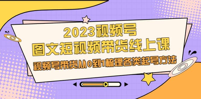 2023视频号-图文短视频带货线上课，视频号带货从0到1梳理各类起号方法-智领未来创业网