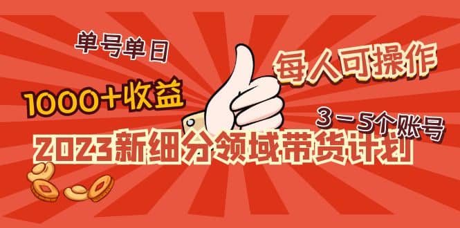 2023新细分领域带货计划：单号单日1000+收益不难，每人可操作3-5个账号-智领未来创业网