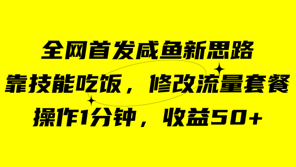 咸鱼冷门新玩法，靠“技能吃饭”，修改流量套餐，操作1分钟，收益50+-智领未来创业网
