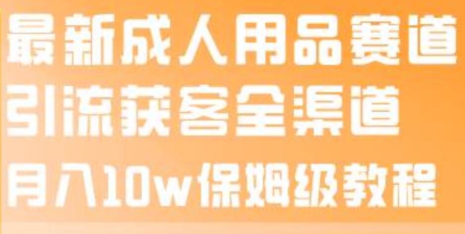最新成人用品赛道引流获客全渠道，月入10w保姆级教程-智领未来创业网