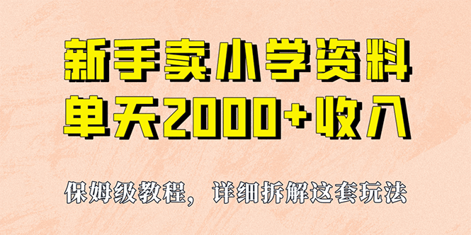 我如何通过卖小学资料，实现单天2000+，实操项目，保姆级教程+资料+工具-智领未来创业网