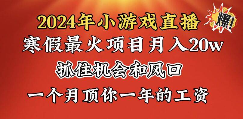 2024年寒假爆火项目，小游戏直播月入20w+，学会了之后你将翻身-智领未来创业网