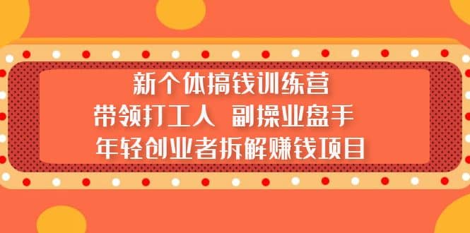新个体搞钱训练营：带领打工人 副操业盘手 年轻创业者拆解赚钱项目-智领未来创业网
