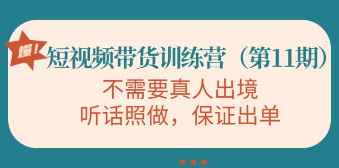 短视频带货训练营（第11期），不需要真人出境，听话照做，保证出单-智领未来创业网