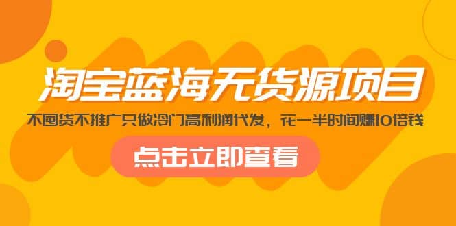 淘宝蓝海无货源项目，不囤货不推广只做冷门高利润代发-智领未来创业网