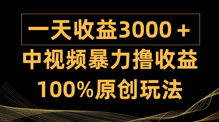 中视频暴力撸收益，日入3000＋，100%原创玩法，小白轻松上手多种变现方式-智领未来创业网
