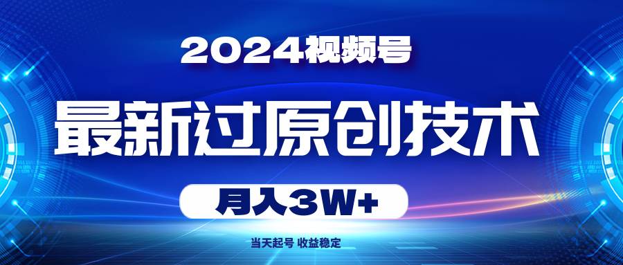 2024视频号最新过原创技术，当天起号，收益稳定，月入3W+-智领未来创业网