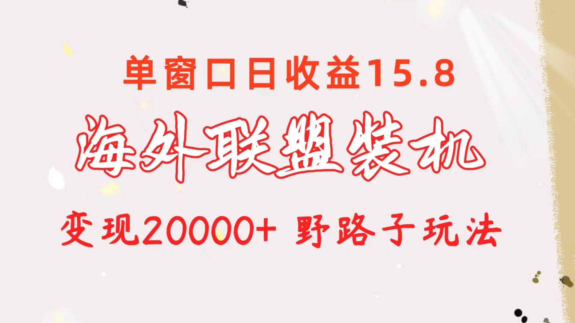 海外联盟装机 单窗口日收益15.8  变现20000+ 野路子玩法-智领未来创业网