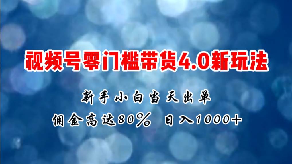 微信视频号零门槛带货4.0新玩法，新手小白当天见收益，日入1000+-智领未来创业网