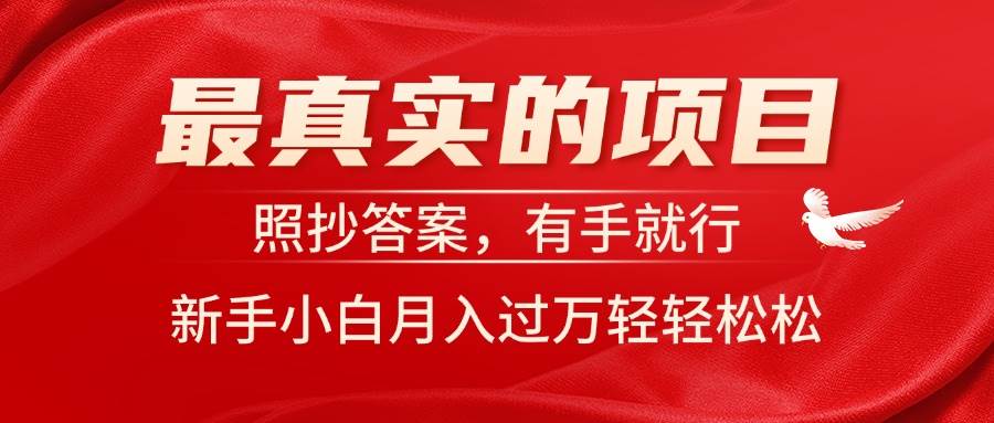 最真实的项目，照抄答案，有手就行，新手小白月入过万轻轻松松-智领未来创业网
