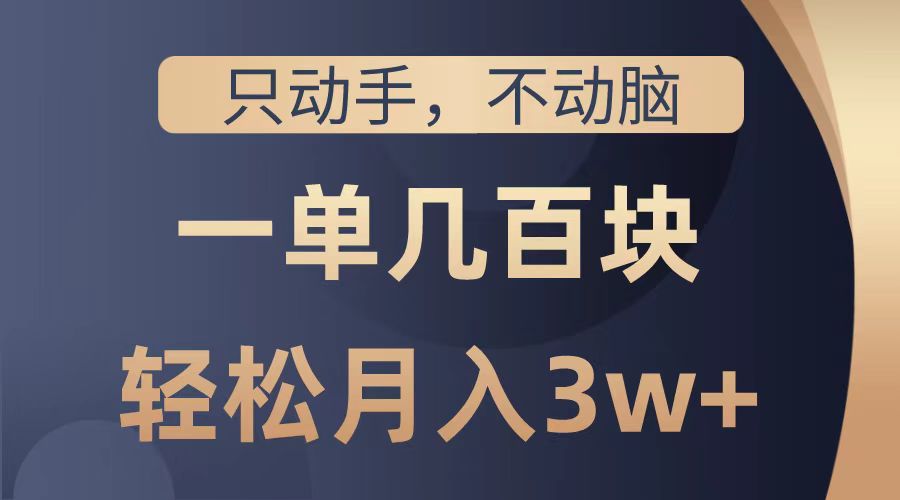 只动手不动脑，一单几百块，轻松月入2w+，看完就能直接操作，详细教程-智领未来创业网