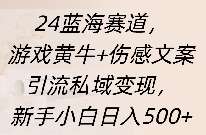24蓝海赛道，游戏黄牛+伤感文案引流私域变现，新手日入500+-智领未来创业网
