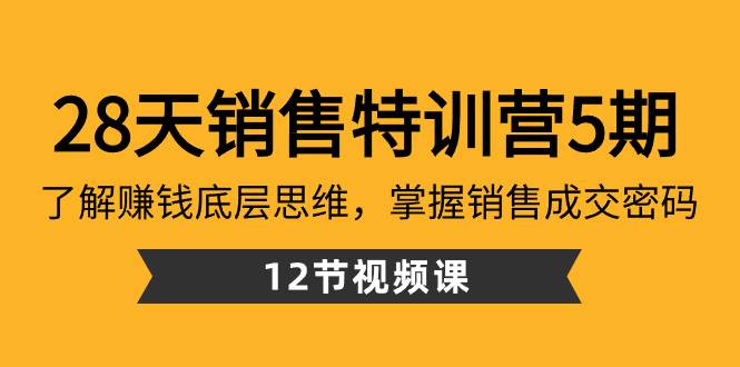 28天·销售特训营5期：了解赚钱底层思维，掌握销售成交密码（12节课）-智领未来创业网
