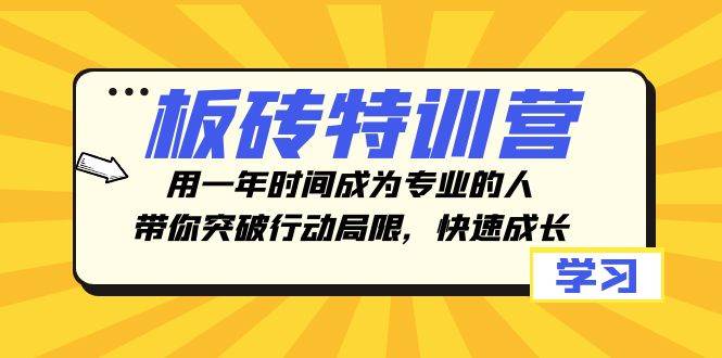 板砖特训营，用一年时间成为专业的人，带你突破行动局限，快速成长-智领未来创业网