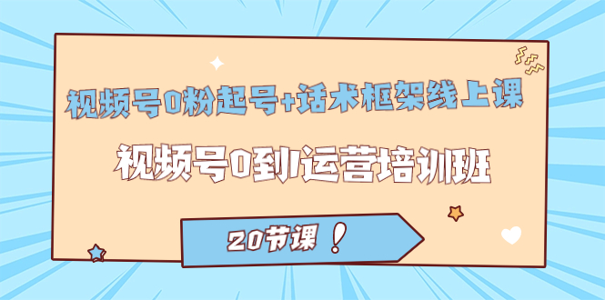 视频号·0粉起号+话术框架线上课：视频号0到1运营培训班（20节课）-智领未来创业网