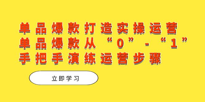 单品爆款打造实操运营，单品爆款从“0”-“1”手把手演练运营步骤-智领未来创业网