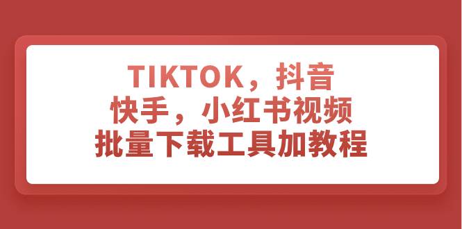TIKTOK，抖音，快手，小红书视频批量下载工具加教程-智领未来创业网