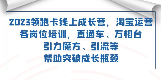 2023领跑·卡 线上成长营 淘宝运营各岗位培训 直通车 万相台 引力魔方 引流-智领未来创业网