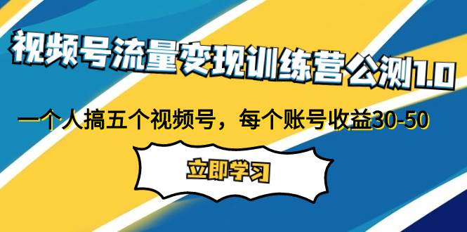 视频号流量变现训练营公测1.0：一个人搞五个视频号，每个账号收益30-50-智领未来创业网