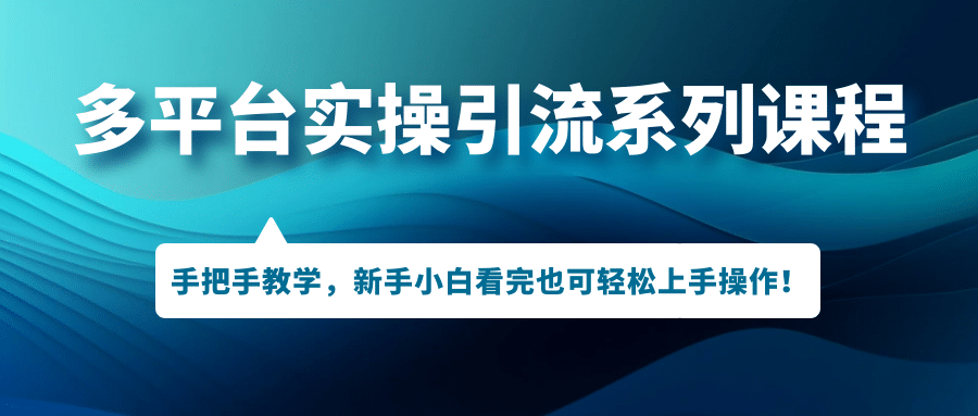 多平台实操引流系列课程，手把手教学，新手小白看完也可轻松上手引流操作-智领未来创业网