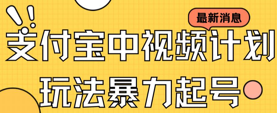 支付宝中视频玩法暴力起号影视起号有播放即可获得收益（带素材）-智领未来创业网