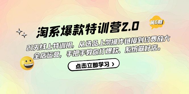 淘系爆款特训营2.0【第六期】从选品上架到付费放大 全店运营 打爆款 做好店-智领未来创业网
