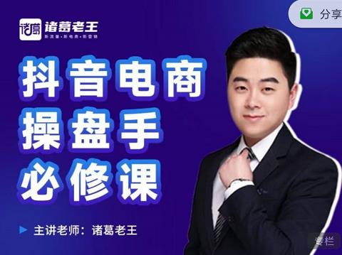 诸葛老王-抖音电商操盘手必修课：顶层设计，​起号破局，爆款运营，数据分析-智领未来创业网
