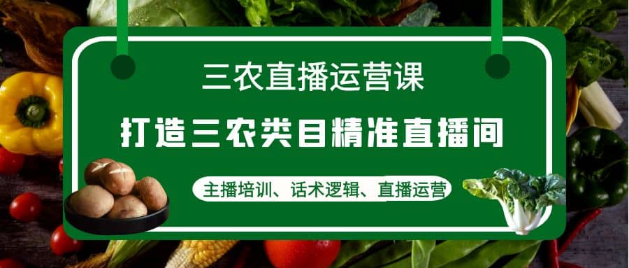 三农直播运营课：打造三农类目精准直播间，主播培训、话术逻辑、直播运营-智领未来创业网