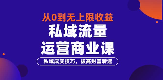 从0到无上限收益的《私域流量运营商业课》私域成交技巧，拔高财富转速-智领未来创业网