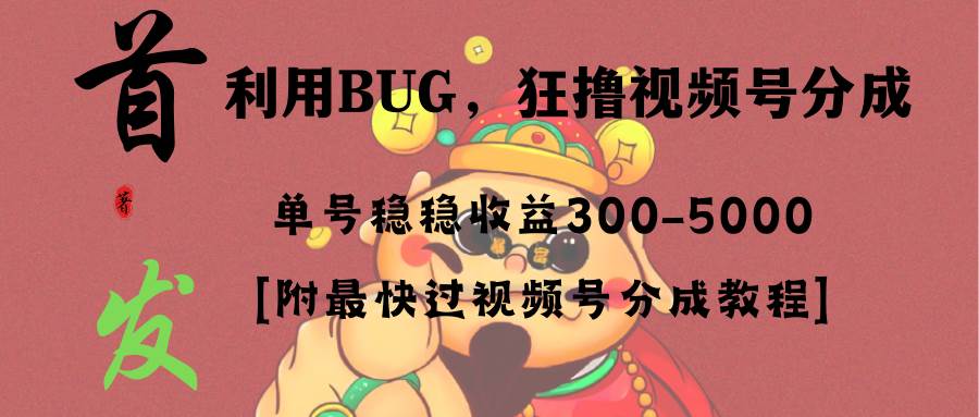全网独家首发，视频号BUG，超短期项目，单号每日净收益300-5000！-智领未来创业网