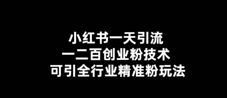 【引流必备】小红书一天引流一二百创业粉技术，可引全行业精准粉玩法-智领未来创业网