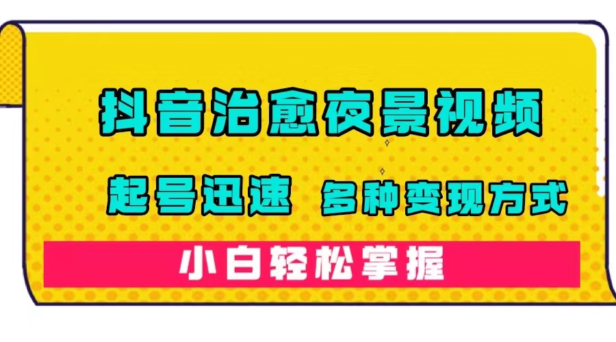 抖音治愈系夜景视频，起号迅速，多种变现方式，小白轻松掌握（附120G素材）-智领未来创业网