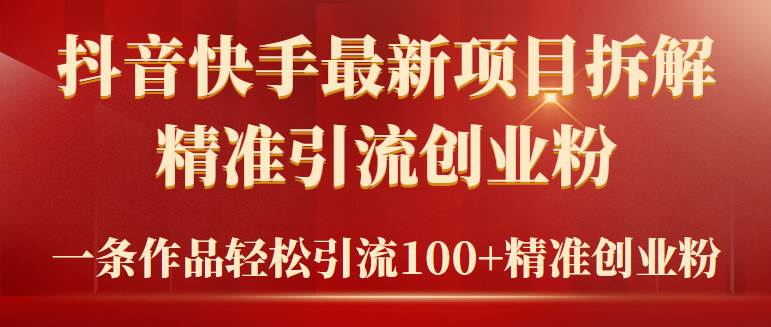 2024年抖音快手最新项目拆解视频引流创业粉，一天轻松引流精准创业粉100+-智领未来创业网