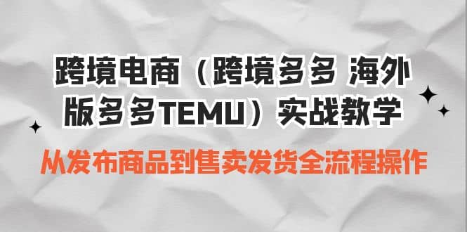 跨境电商（跨境多多 海外版多多TEMU）实操教学 从发布商品到售卖发货全流程-智领未来创业网