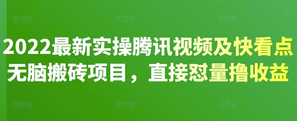 2022最新实操腾讯视频及快看点无脑搬砖项目，直接怼量撸收益-智领未来创业网