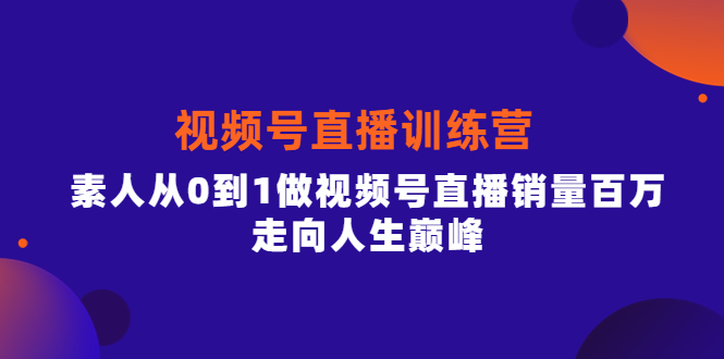 视频号直播训练营，素人从0到1做视频号直播销量百万，走向人生巅峰-智领未来创业网