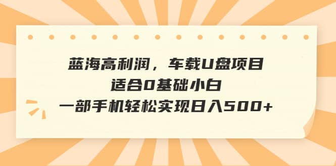 蓝海高利润，车载U盘项目，适合0基础小白，一部手机轻松实现日入500+-智领未来创业网