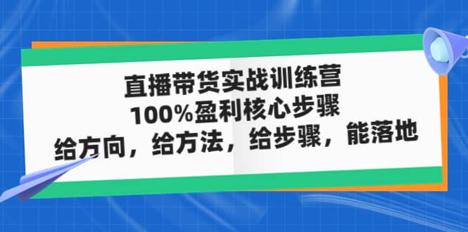 直播带货实战训练营：100%盈利核心步骤，给方向，给方法，给步骤，能落地-智领未来创业网