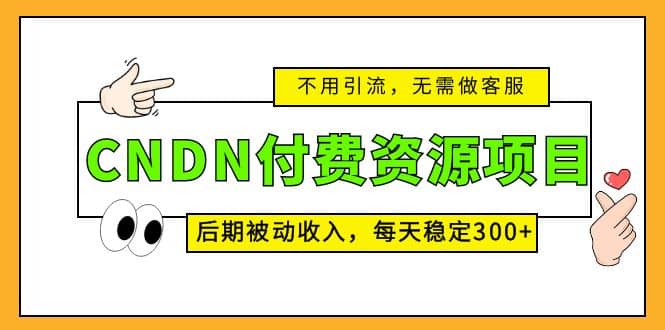 CNDN付费资源项目，不用引流，无需做客服，后期被动收入-智领未来创业网