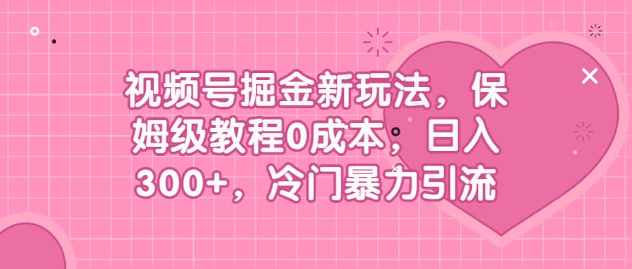 视频号掘金新玩法，保姆级教程0成本，日入300+，冷门暴力引流-智领未来创业网