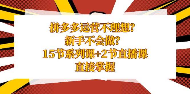 拼多多运营不理想？新手不会做？15节系列课+2节直播课，直接掌握-智领未来创业网
