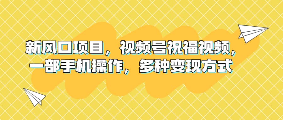 新风口项目，视频号祝福视频，一部手机操作，多种变现方式-智领未来创业网