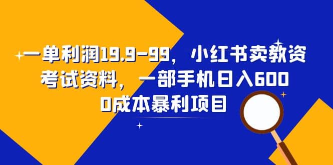 一单利润19.9-99，小红书卖教资考试资料，一部手机日入600（教程+资料）-智领未来创业网