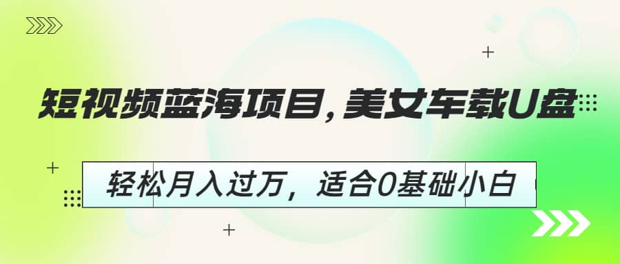 短视频蓝海项目，美女车载U盘，轻松月入过万，适合0基础小白-智领未来创业网