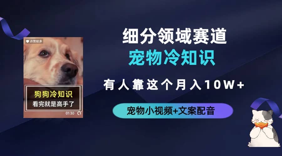 不起眼的抖音细分赛道-宠物冷知识，一段宠物视频配文案，有人靠这个月入10w-智领未来创业网