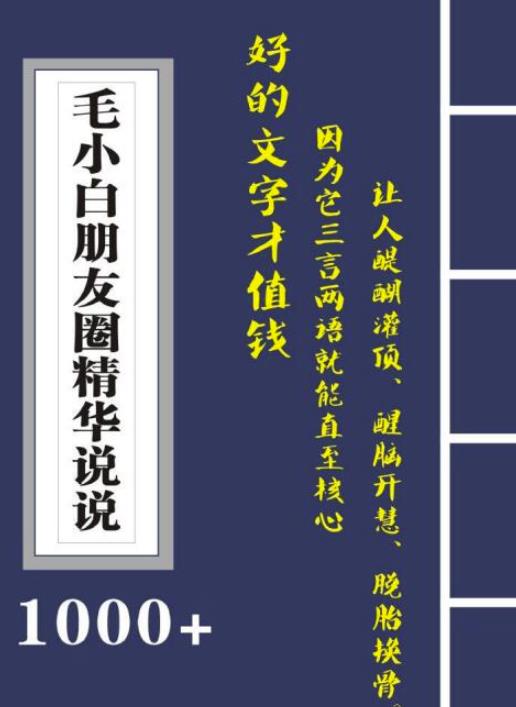 毛小白内容合集《朋友圈说说精华1000+》好的文字才值钱（第1部+2部）-智领未来创业网