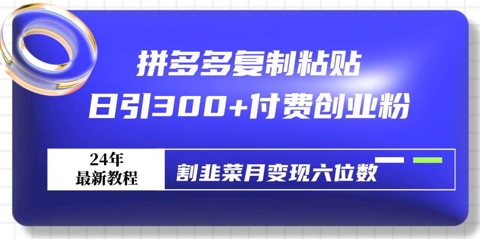 拼多多复制粘贴日引300+付费创业粉，割韭菜月变现六位数最新教程！-智领未来创业网