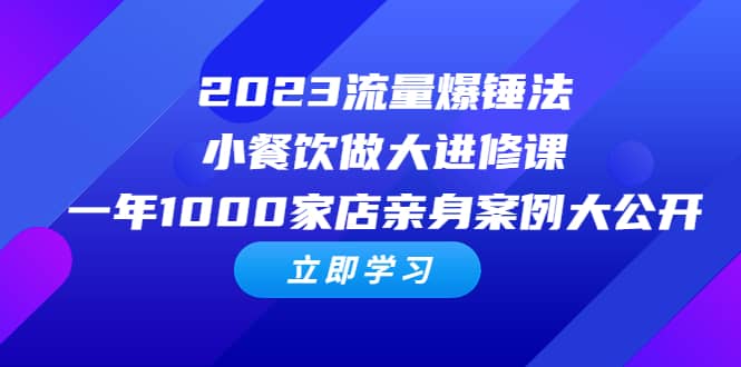 2023流量 爆锤法，小餐饮做大进修课，一年1000家店亲身案例大公开-智领未来创业网