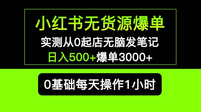 小红书无货源爆单 实测从0起店无脑发笔记爆单3000+长期项目可多店-智领未来创业网